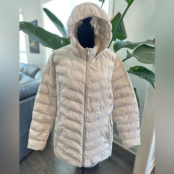 32 Degrees Ladies' Power Tech Hooded Jacket Cream Size XXL Puffer - Picture 4 of 10